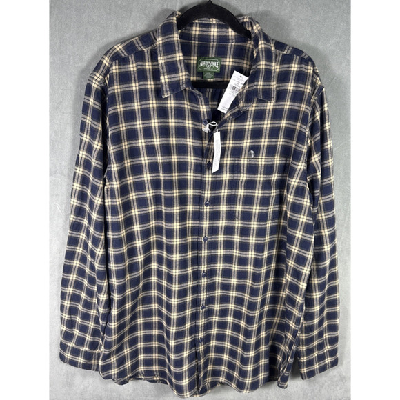American Eagle Shirt Mens XLT Tall Blue Plaid Flannel Button‎ Up NEW - Picture 1 of 11